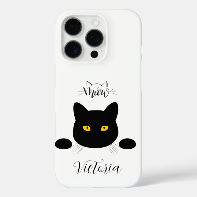 Meow Black Cat Golden Eyes Customisable Case-Mate iPhone Case (Back)