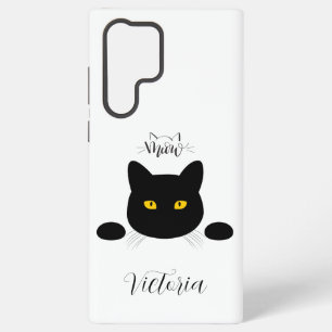Meow Black Cat Golden Eyes Customisable Samsung Galaxy Case