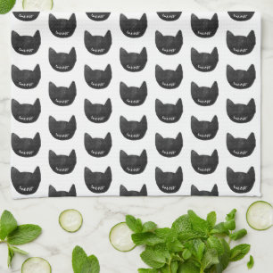Meow Black Cats  Tea Towel