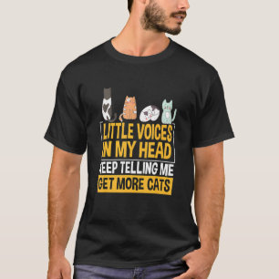 Meow Ca Little Voices In My Head Black Cat T-Shirt