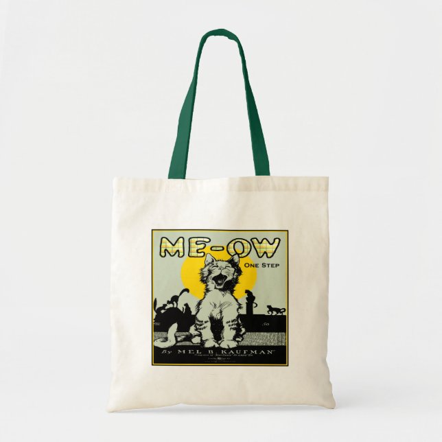 Meow Cat Art - Vintage Tote Bag (Front)