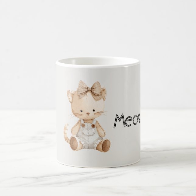 Meow Cat Bow Coffee Mug (Center)