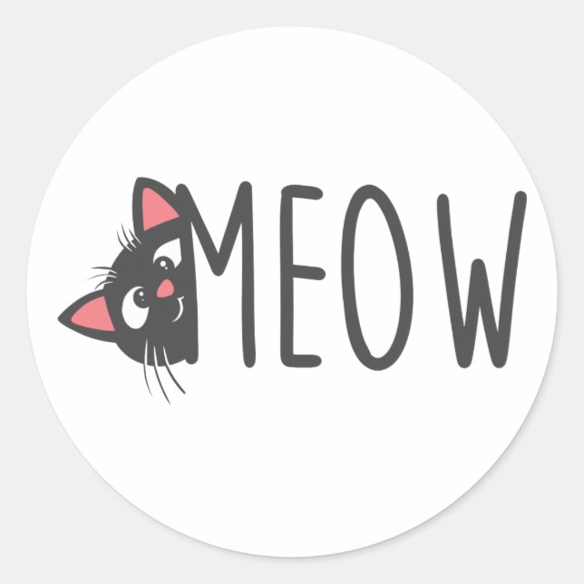 Meow cat - Choose background colour Classic Round Sticker (Front)
