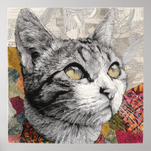 Meow Cat Collage Poster Wall Art