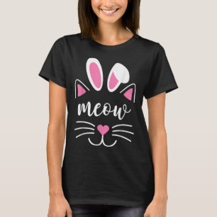 Meow Cat Face Easter Day Bunny Ears Shirt Funny Ca
