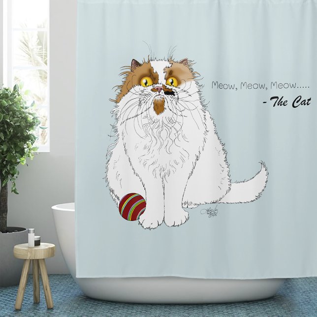 Meow Cat Funny Shower Curtain (Creator Uploaded)