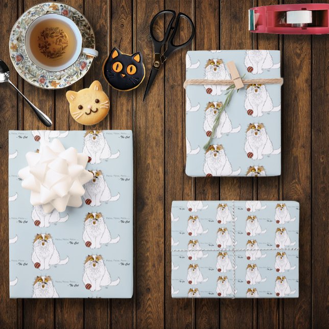 Meow Cat Funny Wrapping Paper Sheet (Creator Uploaded)