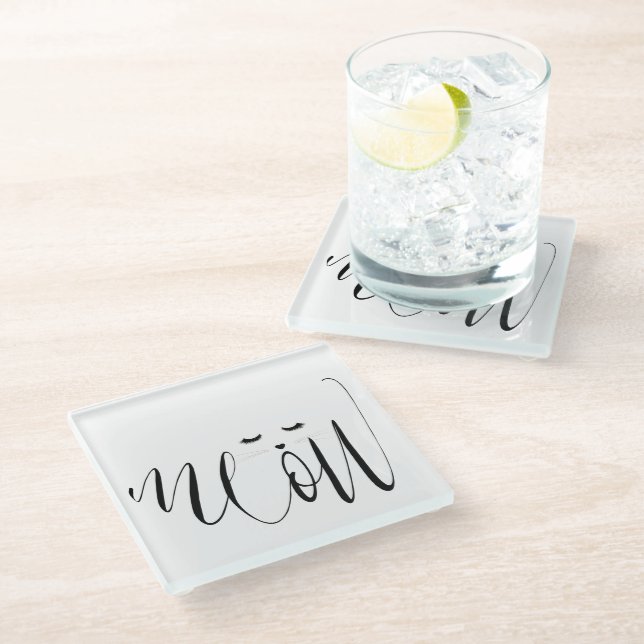 Meow Cat Glass Coaster (Angled)