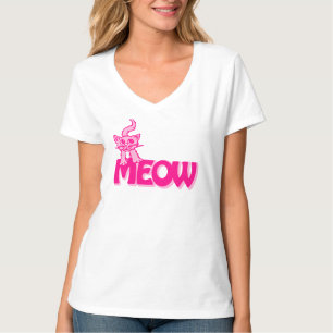 Meow cat graphic bright hot pink t-shirt