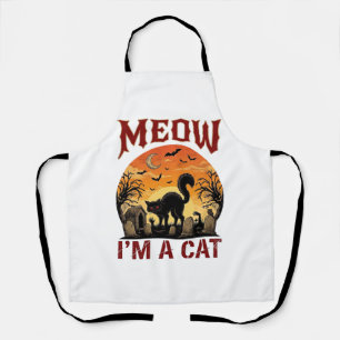 Meow Cat Halloween Black Cemetery_1 Apron