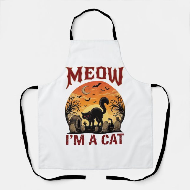 Meow Cat Halloween Black Cemetery_1 Apron (Front)