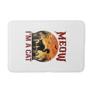 Meow Cat Halloween Black Cemetery_1 Bath Mat