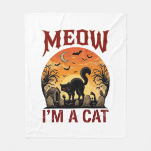 Meow Cat Halloween Black Cemetery_1 Fleece Blanket