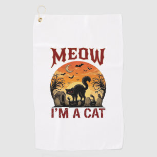 Meow Cat Halloween Black Cemetery_1 Golf Towel