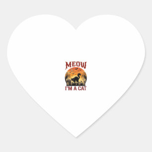 Meow Cat Halloween Black Cemetery_1 Heart Sticker