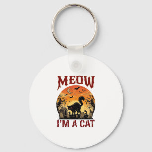 Meow Cat Halloween Black Cemetery_1 Key Ring