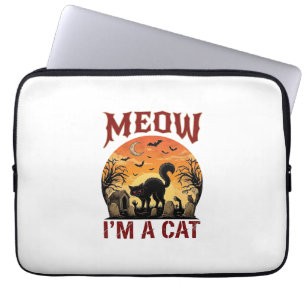 Meow Cat Halloween Black Cemetery_1 Laptop Sleeve