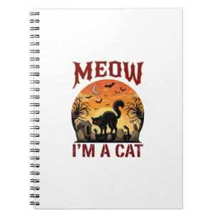 Meow Cat Halloween Black Cemetery_1 Notebook