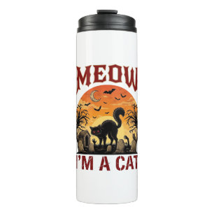 Meow Cat Halloween Black Cemetery_1 Thermal Tumbler