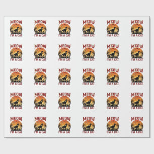 Meow Cat Halloween Black Cemetery_1 Wrapping Paper