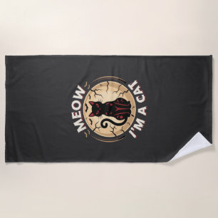 Meow Cat Halloween Graphic Design_1 Beach Towel