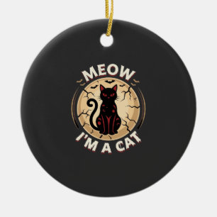 Meow Cat Halloween Graphic Design_1 Ceramic Tree Decoration
