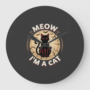 Meow Cat Halloween Graphic Design_1 Large Clock