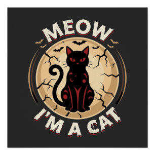 Meow Cat Halloween Graphic Design_1 Poster