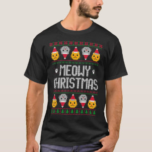 Meow Cat Hat Santa Ornament Jingle Loves Pet Chris T-Shirt