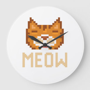 meow cat large clock
