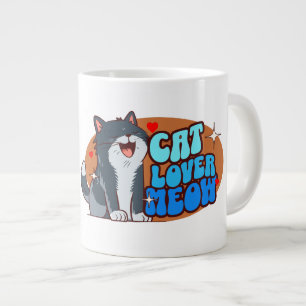 Meow Cat Lover - blue cat Large Coffee Mug