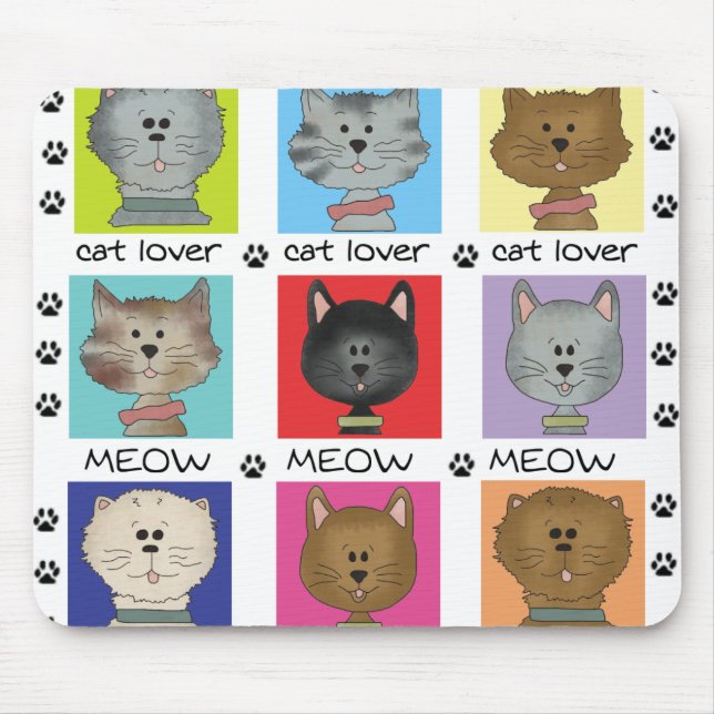 Meow Cat Lover Mouse Mat (Front)
