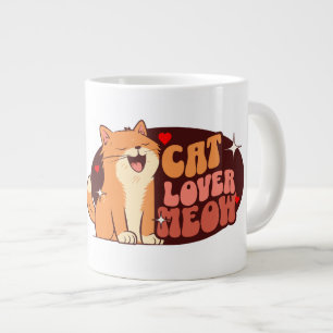 Meow Cat Lover - orange cat Large Coffee Mug