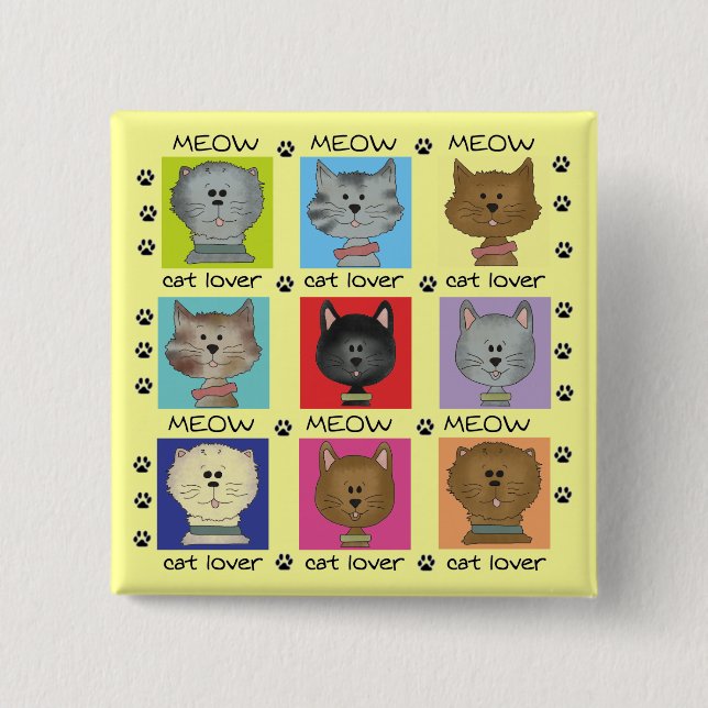 Meow Cat Lover Tshirts and Gifts 15 Cm Square Badge (Front)