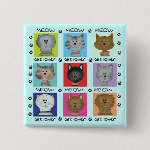Meow Cat Lover Tshirts and Gifts 15 Cm Square Badge