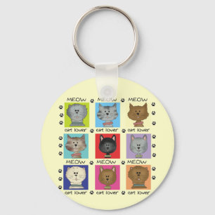 Meow Cat Lover Tshirts and Gifts Key Ring