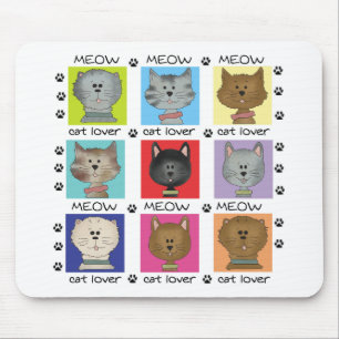 Meow Cat Lover Tshirts and Gifts Mouse Mat