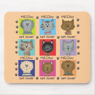 Meow Cat Lover Tshirts and Gifts Mouse Mat
