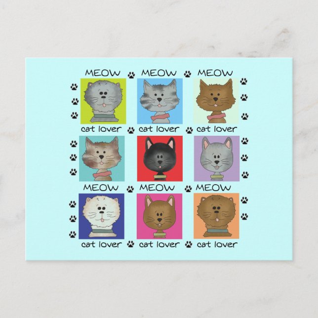 Meow Cat Lover Tshirts and Gifts Postcard (Front)