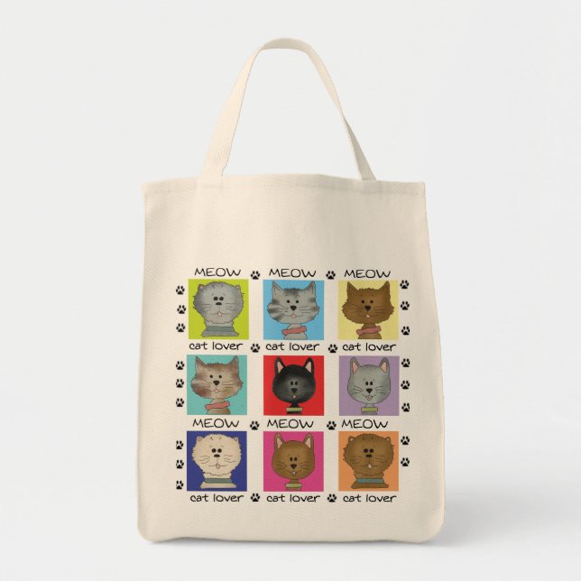 Meow Cat Lover Tshirts and Gifts Tote Bag (Front)