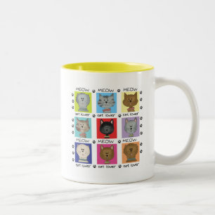Meow Cat Lover Tshirts and Gifts Two-Tone Coffee Mug
