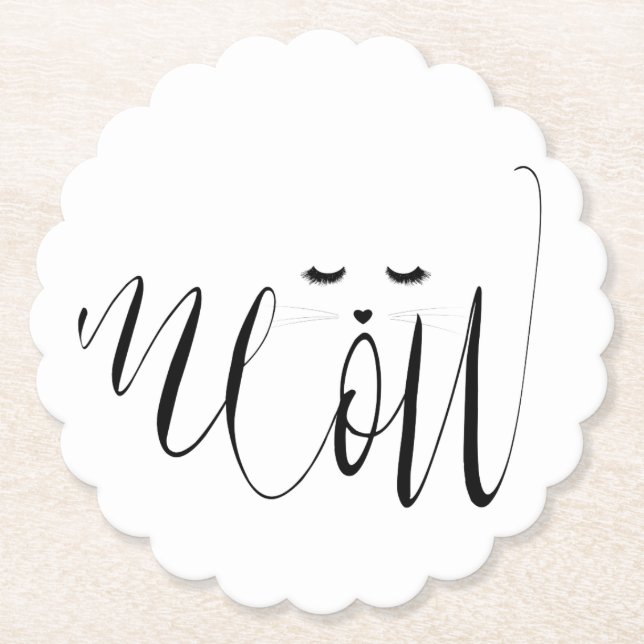 Meow Cat Paper Coaster (Front)