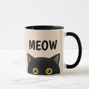 MEOW CAT PEEKING COFFEE MUGS