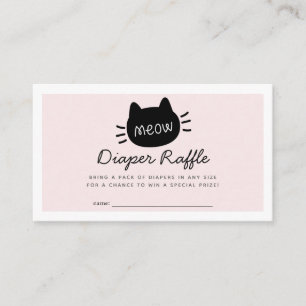 Meow Cat Pink Baby Shower Diaper Raffle Ticket Enclosure Card