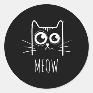 Meow Cat Shirt Meow Kitty Cute Cats Mum And Cat Da Classic Round Sticker