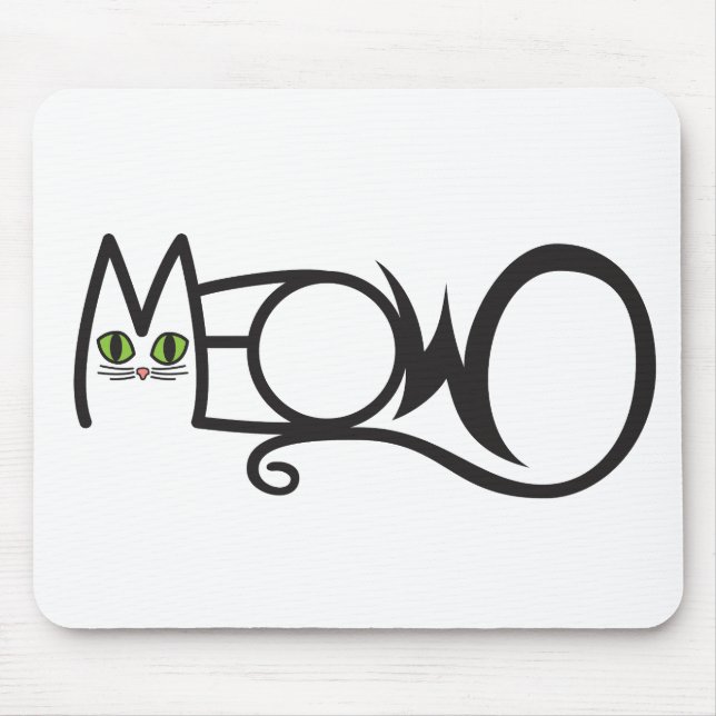 Meow Cat Typography Mouse Mat (Front)