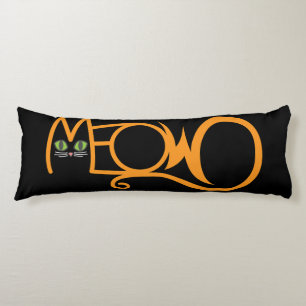 Meow Cat Typography ORANGE Body Cushion