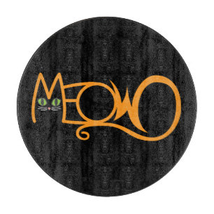 Meow Cat Typography ORANGE Cutting Board