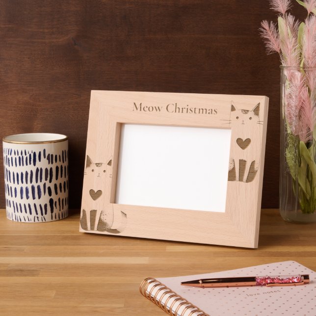 Meow Cats with Heart Etched Frames (Left)