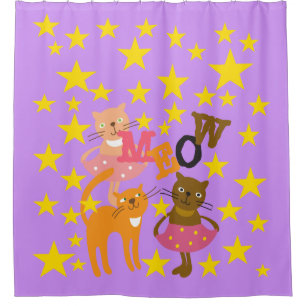 Meow Cats With Stars Shower Curtain